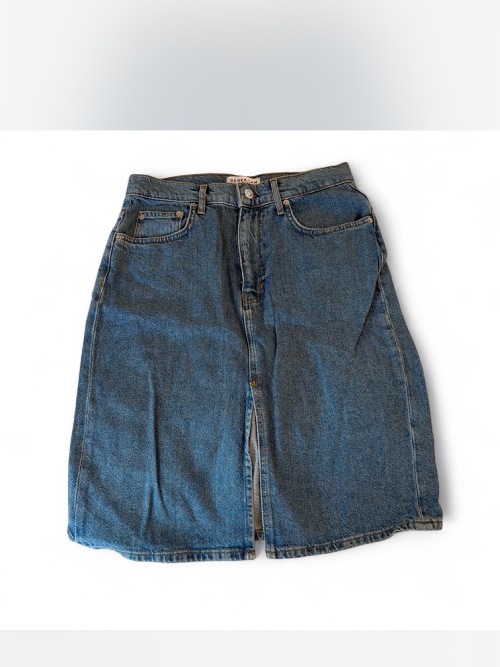 Derek Lam Blue Denim Midi Skirt with Front Slit